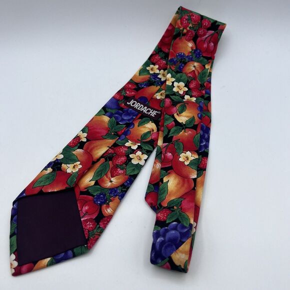 Vtg Mens Jordache Fruit Neck Tie Bright Colorful Farmer Gardening Cotton 4" - Picture 6 of 6